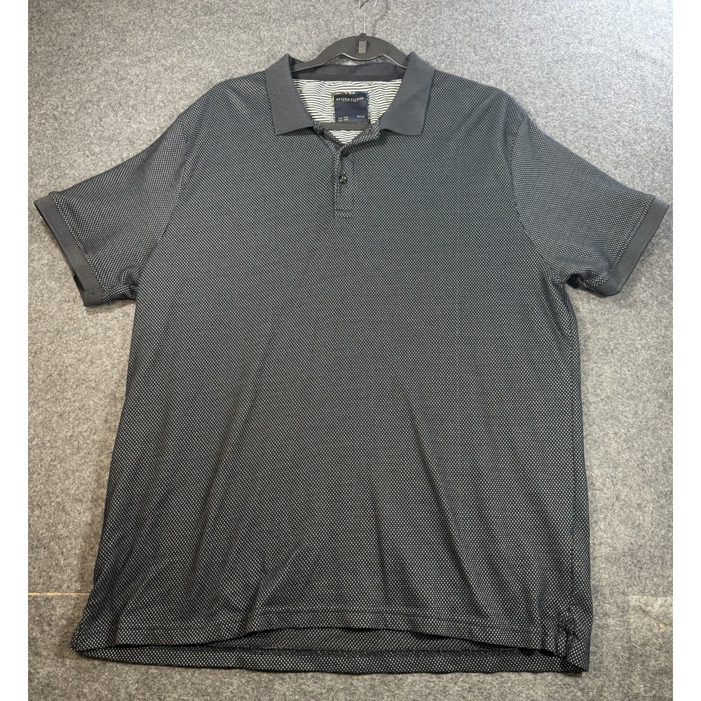 Denim & Flower Ricky Singh Men's Polo Shirt Black White Dot Pattern Size XXXL